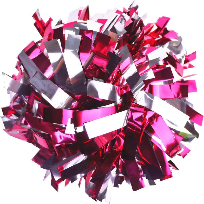 GUIFIER 2 Pack 6 Inches Metallic Cheerleading Pom Poms, Cheer Pom Pom with Baton Handle, Pompoms Cheerleader for Kids Girls Cheering Squad - Image 1